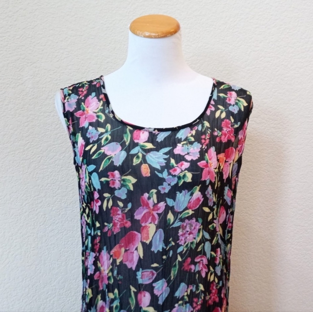 Lola P vintage Y2K floral crinkle semi-sheer maxi dress - Picture 3 of 9